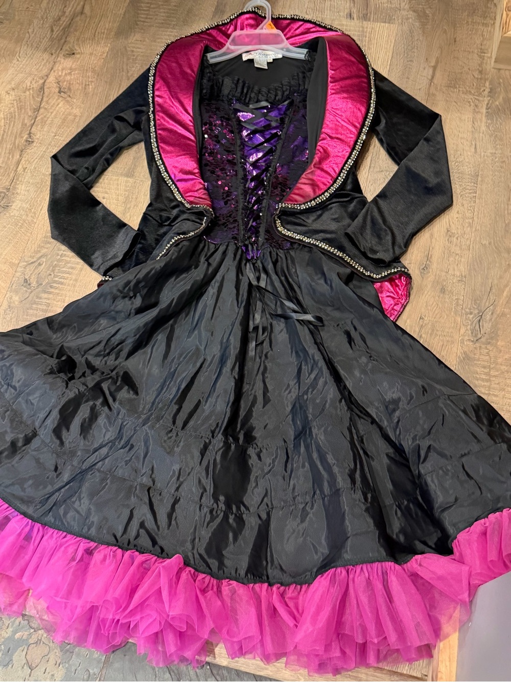 Glamour Costumes black Pink Purple DANCE Recital OUTFIT Moulin Rouge Burlesque M - Picture 12 of 16